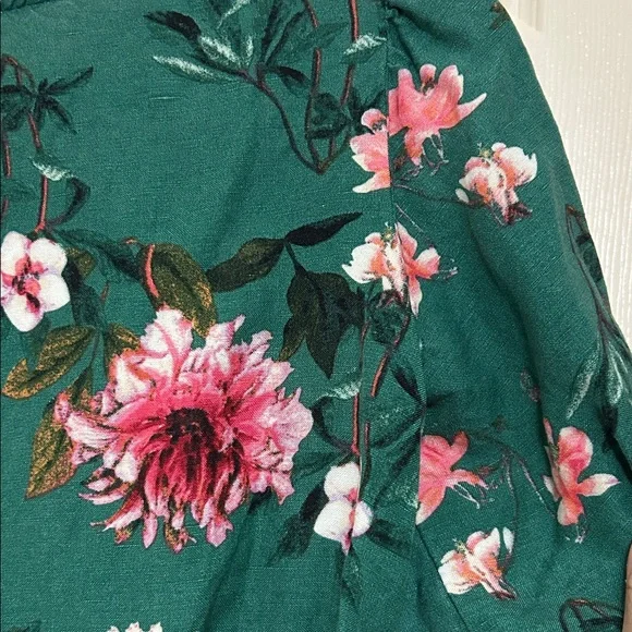 Grace Elements Green Floral Blouse Pink and White Blooms Grommets on Sleeves S - Picture 12 of 12